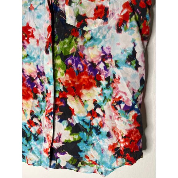 Parker Floral Silk Button Up Blouse - Picture 8 of 16